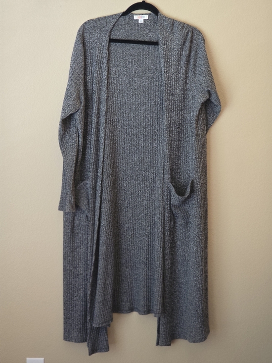 LuLaRoe Sweaters - LuLaRoe Sarah Gray Ribbed Open Cardigan/Duster Size XL